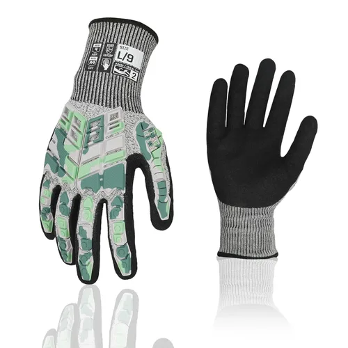 Miniatura 13 de 2 pares de guantes de trabajo de seguridad, guantes de impacto para hombres y mujeres, resistentes a los cortes, antideslizantes, de trabajo pesado