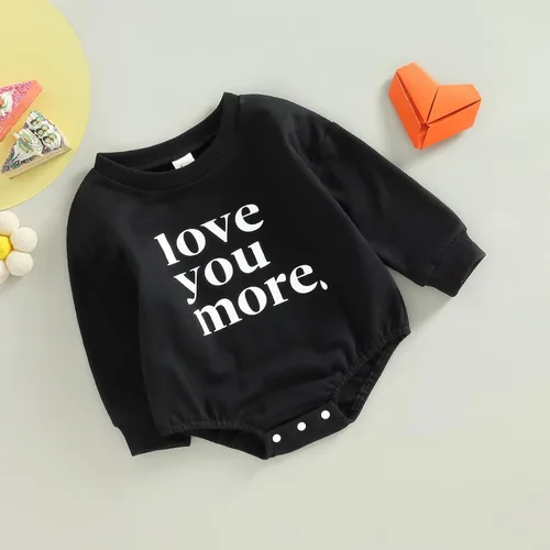 Miniatura 31 de Enterizo de manga larga con estampado de letras para bebés, niñas y niños