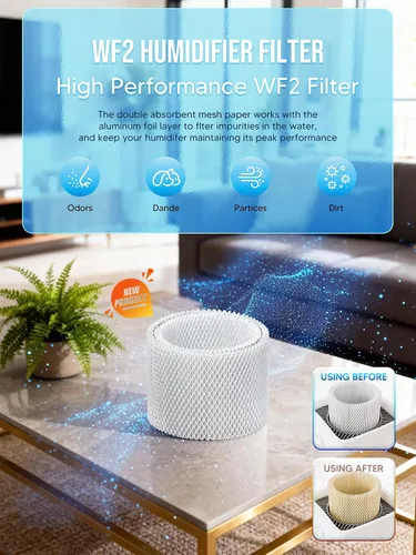 Miniatura 7 de WF2 - Filtro humidificador de repuesto para humidificadores Vicks V3500 V3100 V3600 V3900 V3700 VEV320 y Kaz 3020 Cool Mist Humidificadores Pack de 4