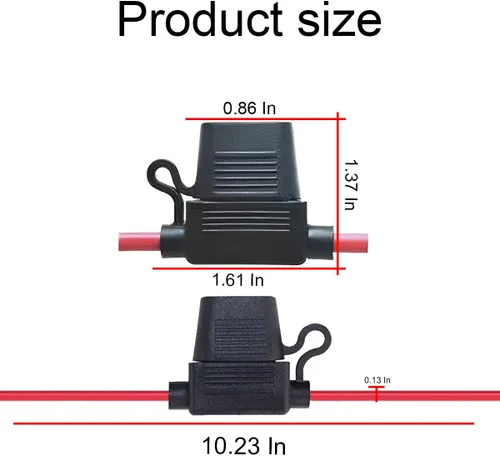 Miniatura 2 de 5 portafusibles en línea, cable de cobre calibre 10/12/14 AWG, fusible de hoja ATC/ATO impermeable, accesorios automotrices universales
