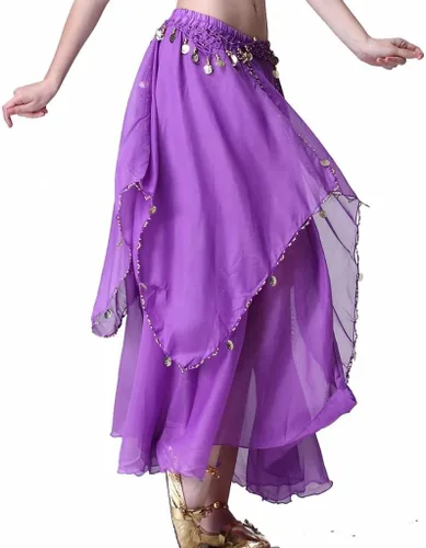 Miniatura 2 de ZLTdream, falda de chifón para danza del vientre para mujer con monedas.
