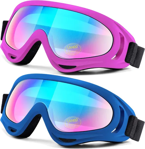 Miniatura 8 de Paquete de 2 gafas para motocicleta, ATV a prueba de polvo, para esquí, carreras, equitación, todoterreno, impermeable, motocross