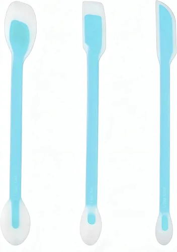 Juego de 3 espátulas de silicona de mango largo para tarros profundos | Tres tamaños para diferentes frascos, diseño de doble extremo, marcas de