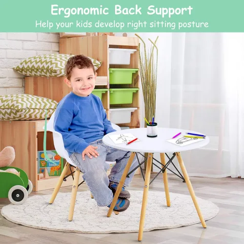 Miniatura 5 de Costzon Juego de mesa y silla para niños, juego de mesa de estilo moderno de mediados de siglo con sillones para niños pequeños, juego de mesa