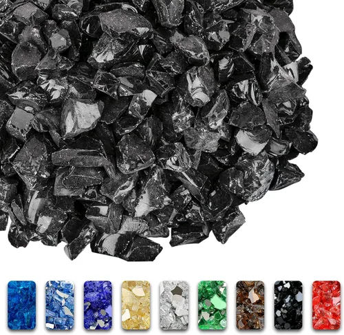 Miniatura 20 de GRISUN Vidrio de fuego azul océano Pacífico para hoguera, 10 libras 1/2 pulgada rocas de vidrio templado para chimenea natural o propano, seguro