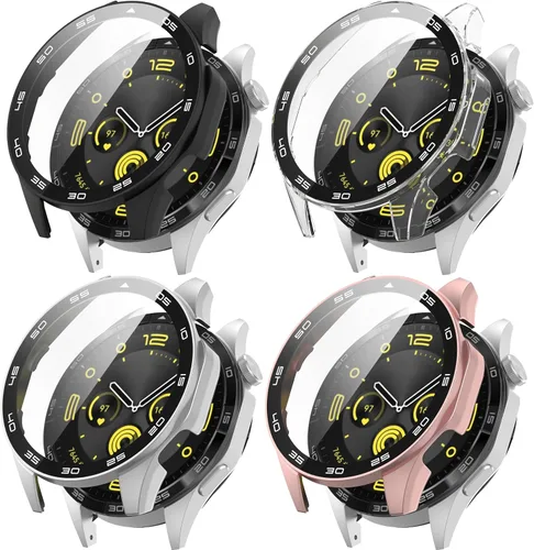 Miniatura 10 de FitTurn Funda rígida de policarbonato con protector de pantalla de vidrio templado a escala integrada compatible con Huawei Watch GT4
