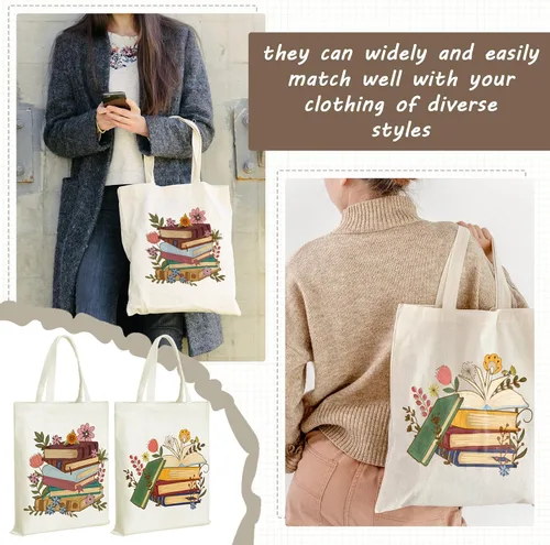 Miniatura 5 de Sweetude 8 bolsas de lona a granel para amantes de los libros, regalos de club para amantes de los libros, bibliotecario, lector, regalo