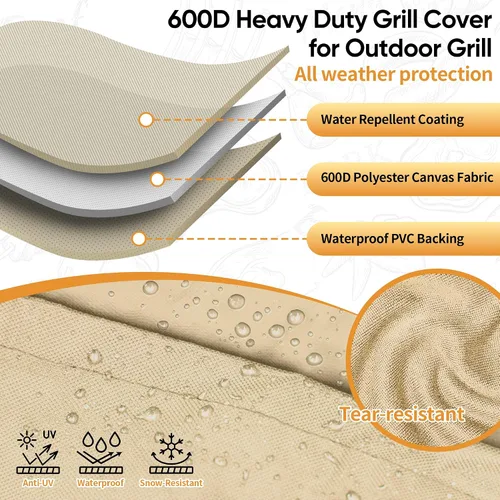 Miniatura 3 de NEXCOVER - Funda de parrilla, cubierta impermeable de 30 pulgadas, funda de parrilla de gas de 600D, resistente a los desgarros, a la decoloración