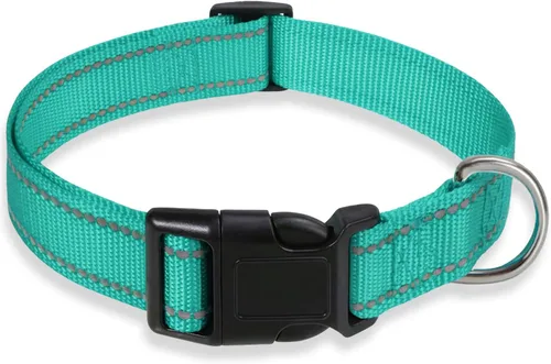 Miniatura 23 de Collar reflectante para perros con hebilla ajustable de nailon de seguridad para perros pequeños, medianos y grandes, azul M Azul-cielo