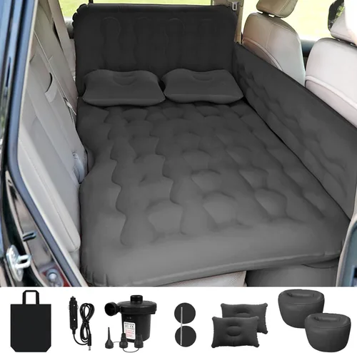 Colchón de aire para cama de automóvil, SUV, colchón de aire para automóvil con bomba eléctrica, 2 almohadas inflables y 2 reposapiés para asiento
