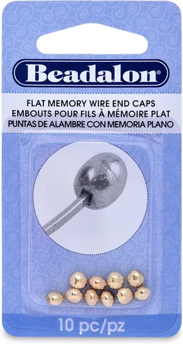 Miniatura 6 de Beadalon Tapas de alambre de memoria, 0.197 in / .197 in, redondas, color dorado, 10