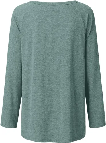 Miniatura 4 de Túnicas o tops para mujer para llevar con leggings, manga larga, ajuste holgado, ropa de otoño, cuello redondo, degradado, cómodas, blusas 02 Verde