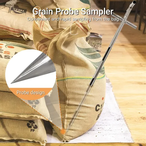 Miniatura 2 de Sonda de muestreo de grano de polvo, sonda de grano para polvos y semillas, muestreador de acero inoxidable, muestra de ladrón de granos, sonda