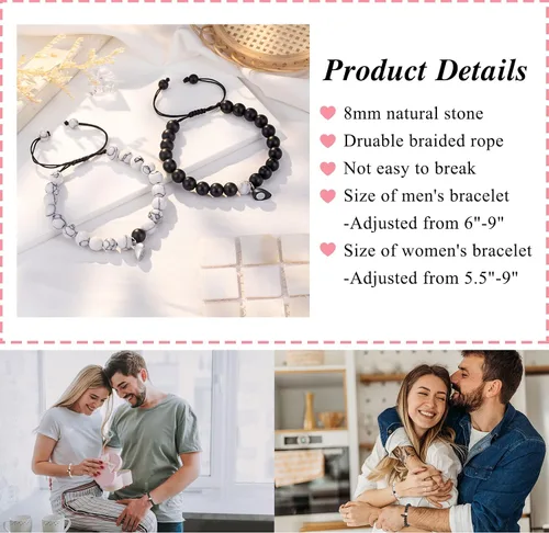 Miniatura 4 de PINKDODO I Love You Bracelet Gifts Couples Bracelets Valentines' Day Christmas Anniversary Birthday Gifts for Boyfriend Girlfriend Women Men
