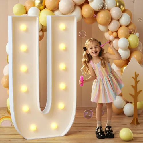 Miniatura 80 de imprsv Letras de marquesina iluminadas, letras de mosaico de 1.2 m con luz para decoración de baby shower, graduación, gran J para decoraciones