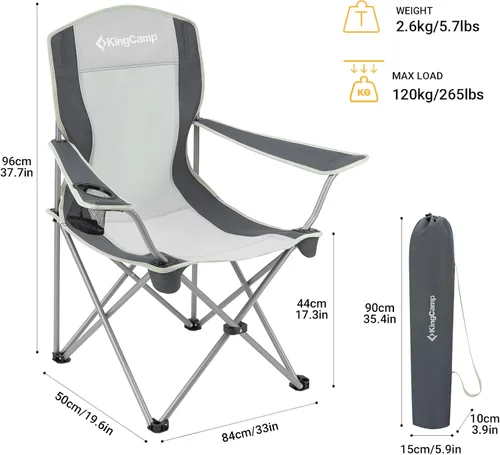 Miniatura 3 de KingCamp Silla de camping ligera para exteriores, sillas plegables para exteriores, sillas para adultos, silla cuádruple portátil al aire libre