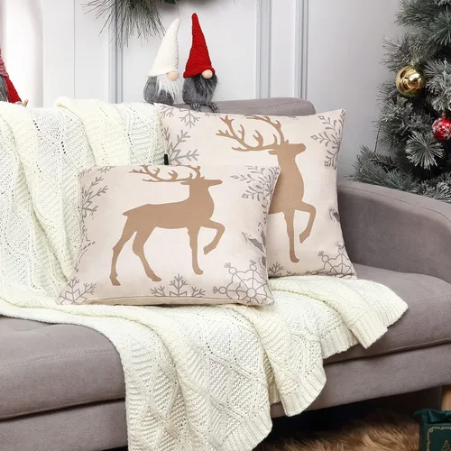 Miniatura 6 de CAROMIO Juego de 2 fundas de almohada navideñas de 18 x 18 pulgadas, decoración de Navidad para el hogar, interiores, para sala de estar, copos