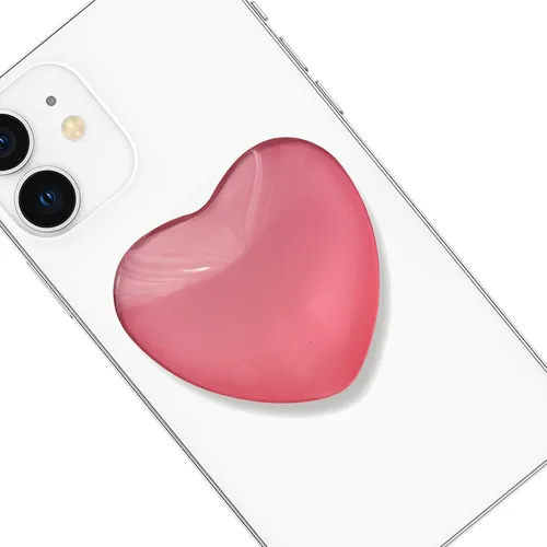 Miniatura 10 de Accesorio transparente para teléfono móvil en forma de corazón, soporte plegable de resina negra, base elástica transparente, adecuado