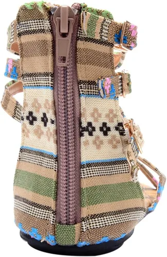 Miniatura 7 de Odema Sandalias planas para mujer, con cuentas bohemias, con cremallera trasera, zapatos elegantes