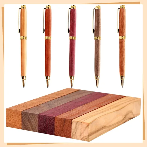 Miniatura 4 de Qilery 50 piezas de bloques de madera exótica para bolígrafos, suministros de torneado, manualidades DIY, kit de torneado de bolígrafos, nogal