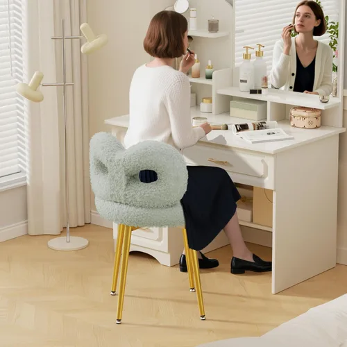 Miniatura 4 de ROOMTEC Silla de tocador giratoria con respaldo, silla de escritorio tapizada para niñas, tocador de maquillaje moderno para dormitorio, sala
