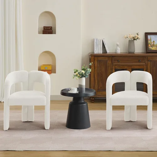 Miniatura 3 de adochr Modernas sillas de comedor de barril, silla de comedor tapizada de lino con patas de madera, sillas decorativas con brazos, cómodos sillones