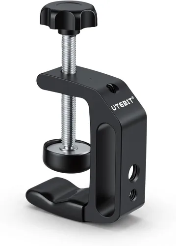 Miniatura 14 de UTEBIT 0.36"-1.2" Universal Aluminum C-Desk Clamp, Black Adjustable Support Clamp with 1/4" and 3/8" Thread for Desktop Mount Holder Flash Desks