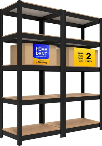 Miniatura 15 de HOMEDANT House - Estantería de metal resistente ajustable de 24.4 pulgadas de ancho y 5 niveles para garaje, estantes de almacenamiento de pie, Negro