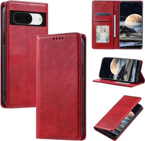 Miniatura 61 de Funda de cuero compatible con Google Pixel 7, compatible con Google Pixel 7 5G GVU6C GQML3 Flip Folio PU Funda de cuero negro
