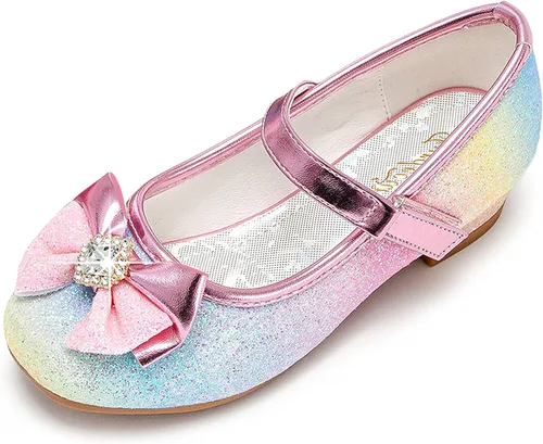 Furdeour - Zapatos de vestir para niñas estilo Mary Jane ideal para damitas de honor, zapatos con brillantina de princesa para niñas pequeñas