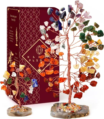 Miniatura 35 de Árbol de la vida de cristal de amatista curativos de chakras, árboles bonsái de Feng Shui para energía positiva, dinero, buena suerte, árbol