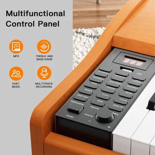 Miniatura 4 de HEXANT - Teclado piano digital con 88 teclas, teclado pesado con martillo de madera, tamaño completo, piano eléctrico con 3 pedales, conexión MIDI