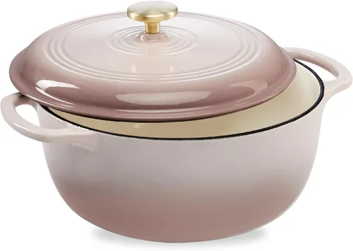Best Choice Products Horno holandés redondo de hierro fundido esmaltado de 6 cuartos de galón, estilo familiar, utensilios de cocina presazonados