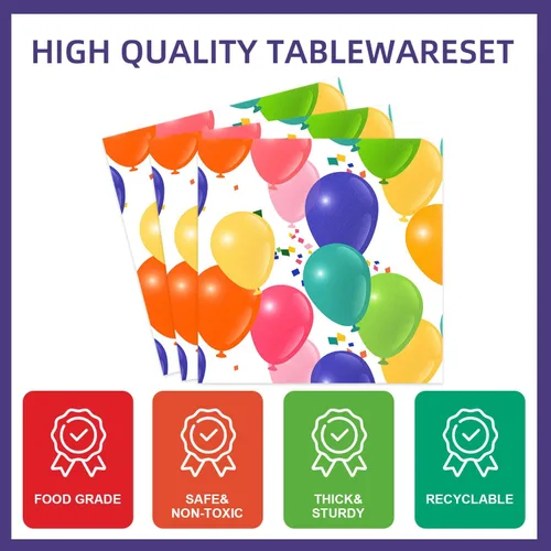 Miniatura 4 de 141 globos para decoración de fiesta de cumpleaños – Vajilla, suministros de fiesta, platos y servilletas, tenedores, tazas, pajitas, cubiertos