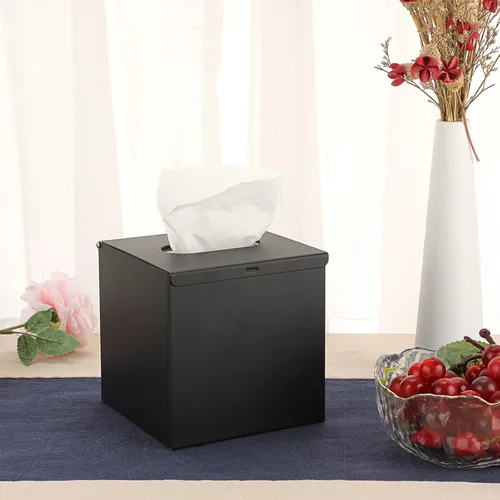 Miniatura 2 de Sumnacon Cubierta cuadrada para caja de pañuelos – Elegante cubo de acero inoxidable para caja de pañuelos, moderno soporte de papel facial de metal