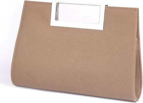 Miniatura 9 de WALLYN'S Bolso de mano para mujer, piel sintética, paja, fiesta de noche, agarre de metal, con correa de cadena para el hombro