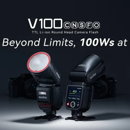 Miniatura 2 de Godox V100S para Sony V100 S Flash V100-S Flash de pantalla táctil de cabeza redonda, batería de litio integrada, lámpara de modelado LED de 10