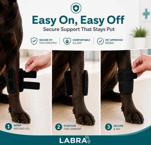 Miniatura 5 de Labra Soporte de pierna delantera para perro, envoltura de compresión con correas ajustables, muñequera para perro para apoyo, manga para piernas