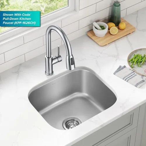 Miniatura 3 de Kraus KBU11 - Fregadero de cocina de acero inoxidable de 19 3/4 pulgadas, fregadero de cocina duradero de calibre 18 de un solo tazón