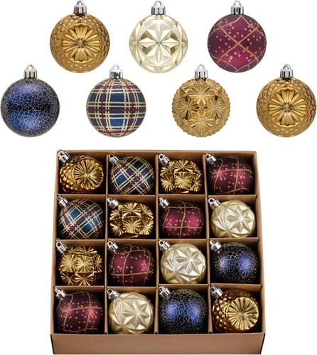 Miniatura 14 de Valery Madelyn Adornos para árboles de Navidad, 9 unidades, 2.36 pulgadas, negro y dorado, irrompibles, adornos de bola colgante de lujo
