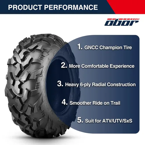 Miniatura 2 de OBOR Riple Neumáticos ATV 25x8R12, 6PR 25x8-12 Profesional GNCC Racing 25x8x12 Radial Mud All-Terrain Utility ATV UTV SXS (2 unidades)