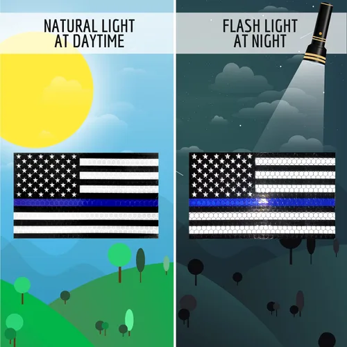 Miniatura 3 de 2 imanes reflectantes de línea azul para automóvil, 5 x 3 pulgadas, imán de bandera estadounidense para camiones, policías policiales, vidas