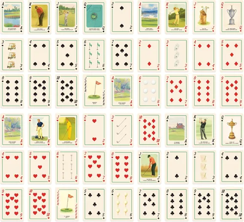 Miniatura 7 de Naipes de golf (cubierta individual) – Baraja de golf vintage ilustrada a mano Lino italiano premium 310GSM Tarjetas de póquer Regalo
