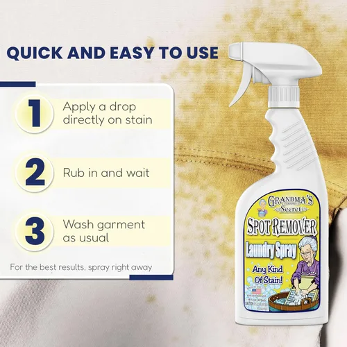 Miniatura 7 de Grandma's Secret - Aerosol removedor de manchas para ropa sucia - Removedor de manchas para tela sin cloro, blanqueador ni toxinas - Elimina manchas