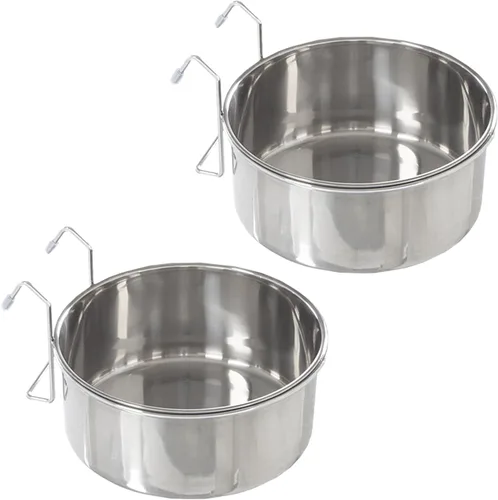 Miniatura 8 de petmaker Tazones para mascotas colgantes de acero inoxidable para perros y gatos - Jaula, perrera y alimentador de canastas para alimentos y agua
