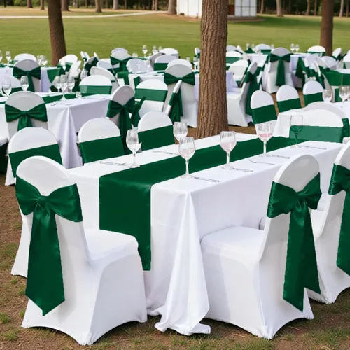 Miniatura 21 de mds - Lote de 10 lazos de satén para sillas de boda y eventos, para decoración de fiestas, 30 colores, Satin, 10 Verde oliva