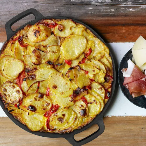 Miniatura 4 de Sartén de hierro fundido de 11 pulgadas Roti Tawa, sartén de crepe de hierro fundido de doble asa para dosa, tortillas