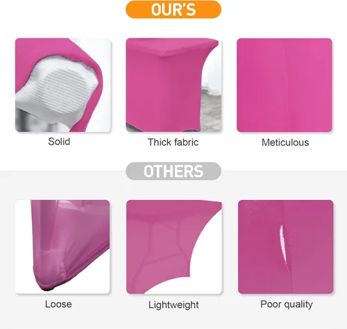 Miniatura 8 de SEPARO Paquete de 2, Cubierta de Mesa de Spandex Fucsia de 8 Pies, Mantel Rectangular Ajustado Estirable de 6 pies, Sin Arrugas para Fiestas, Ferias