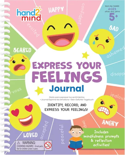 Diario de Expresión de Sentimientos hand2mind, Diario de Emociones para Niños con Rueda de Sentimientos, Libros de Aprendizaje Social Emocional para