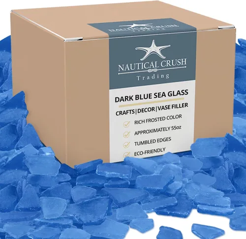 Miniatura 9 de Vidrio de mar para manualidades – Decoración de vidrio marino azul oscuro de 11 onzas, gaviota pulida, vidrio de playa para manualidades, vidrio
